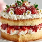 Delicious homemade Strawberry Shortcake with fresh strawberries and whipped cream