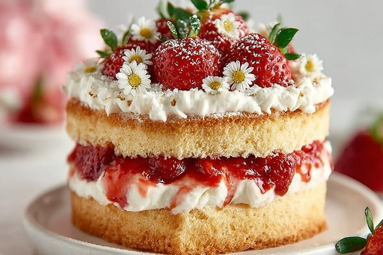 Delicious homemade Strawberry Shortcake with fresh strawberries and whipped cream