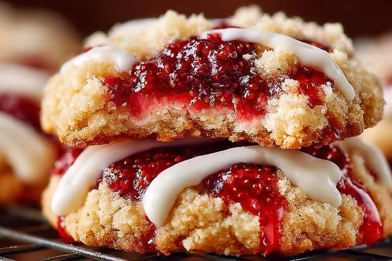 Plate of homemade Strawberry Shortcake Butter Cookies with fresh strawberries