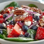 Fresh Strawberry Spinach Feta Salad with vibrant greens and strawberries