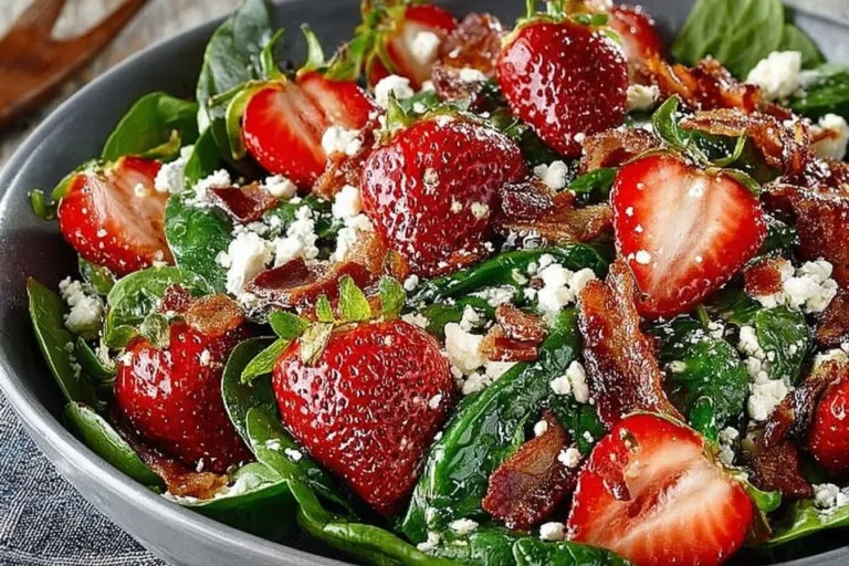 Fresh Strawberry Spinach Salad with vibrant greens and juicy strawberries