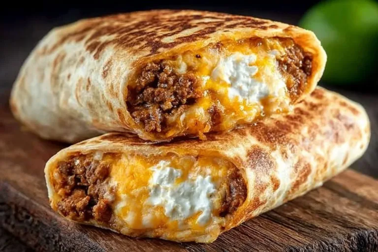 Taco Bell Quesarito with beef, cheese, and creamy sauces wrapped in a tortilla