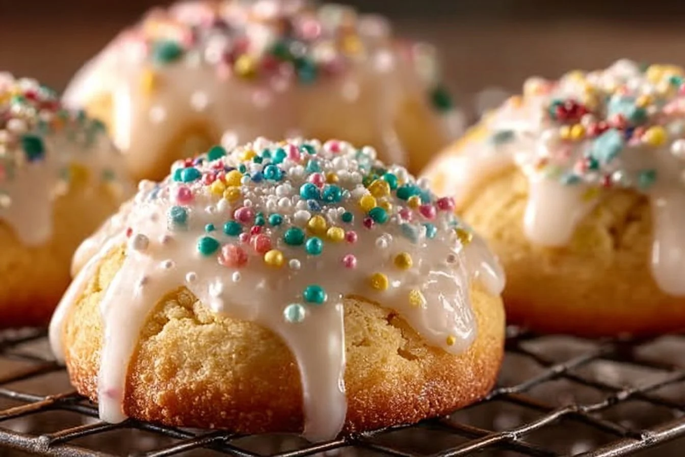 Plate of colorful traditional Italian Easter cookies decorated for the holiday