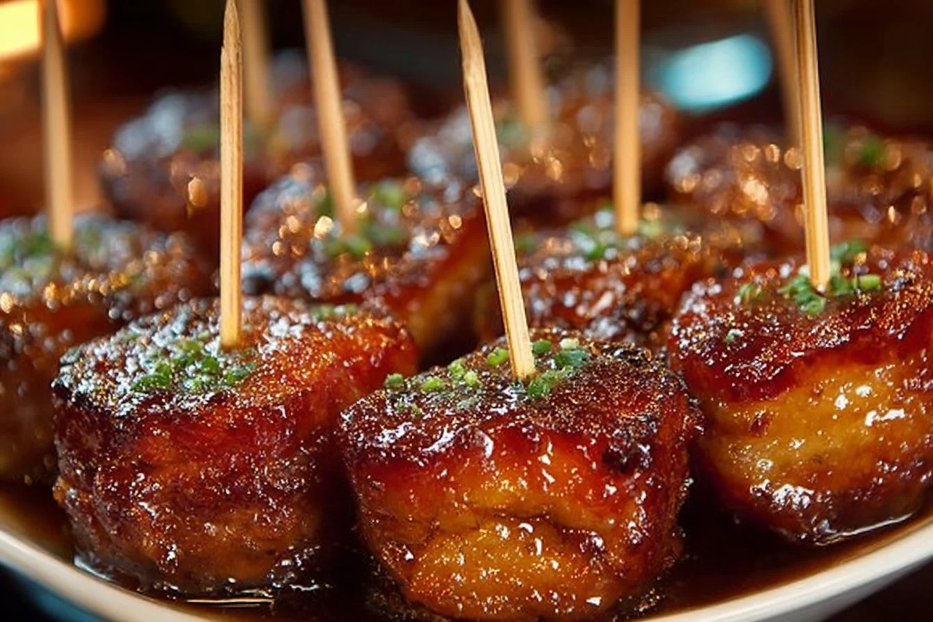 Delicious brown sugar kielbasa bites served as appetizers