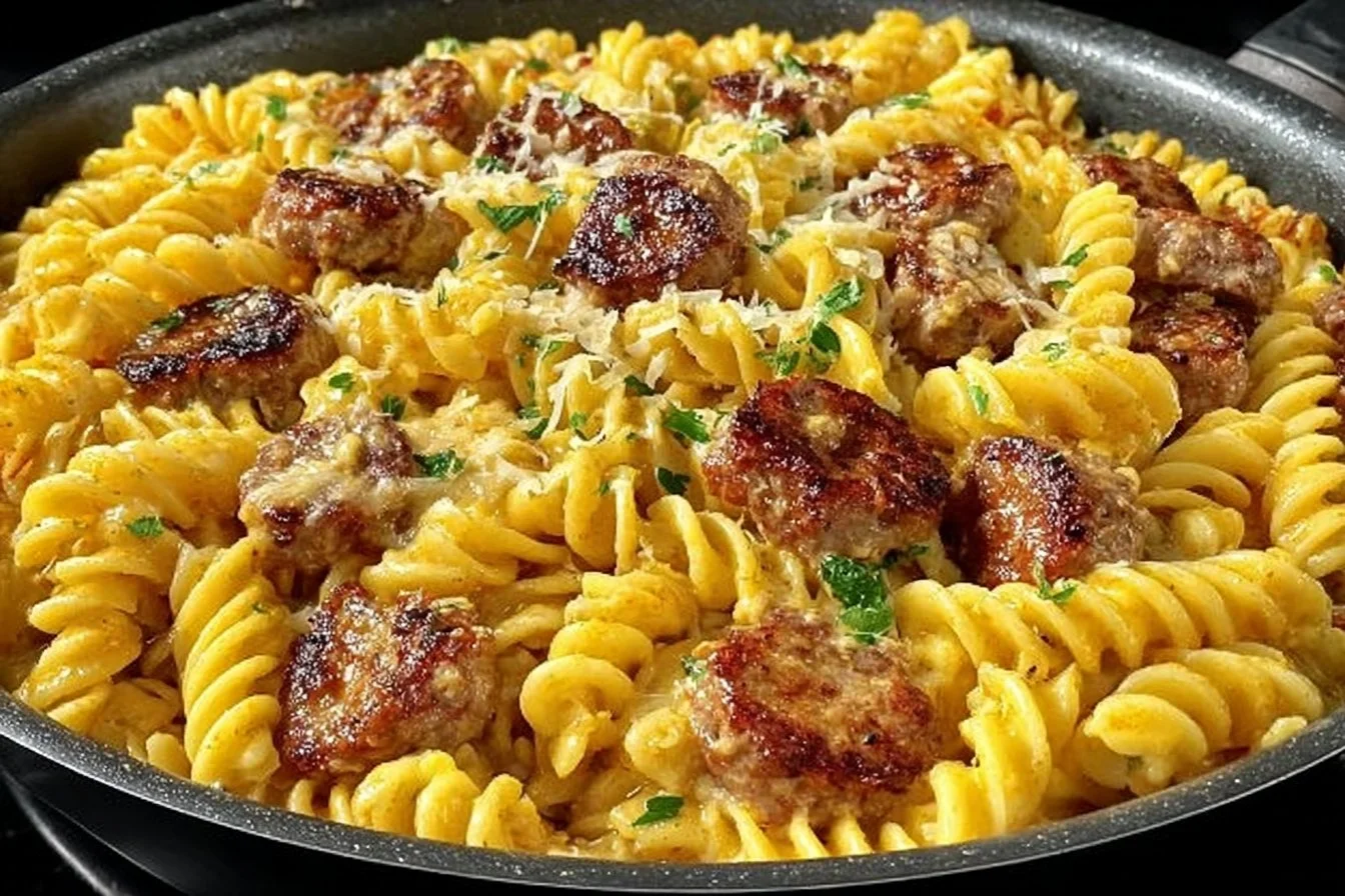 Delicious Cajun Sausage Pasta with spicy sausage and creamy sauce