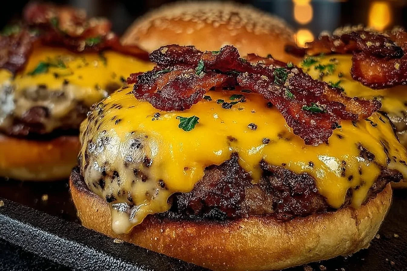 Delicious Crack Burgers served with toppings and sauces