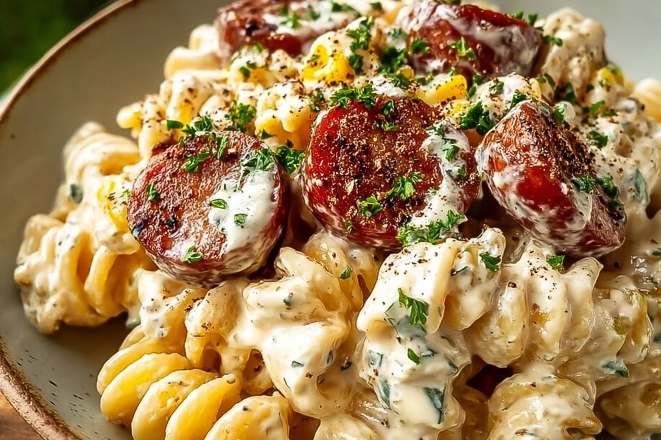 Cream Cheese Smoked Sausage Pasta