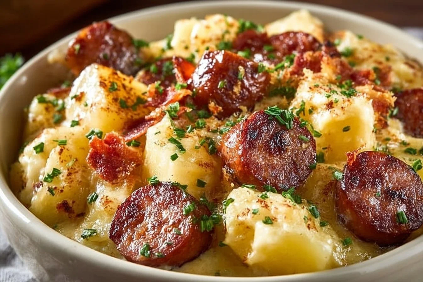 Crockpot Cheesy Potato Kielbasa Meal