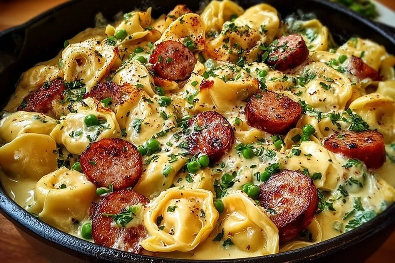 Easy One-Pot Creamy Kielbasa Tortellini Skillet