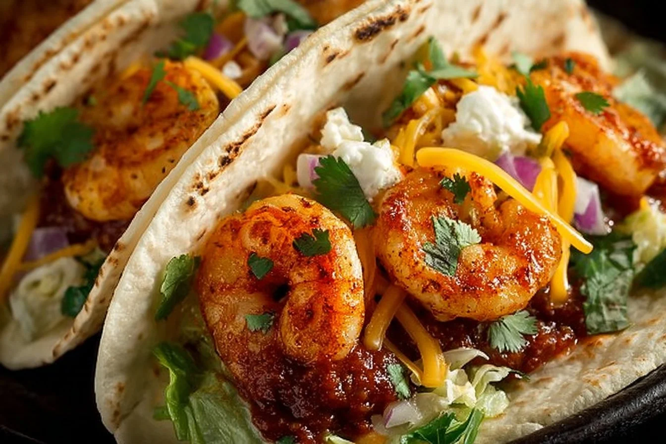 Easy shrimp tacos served with fresh toppings