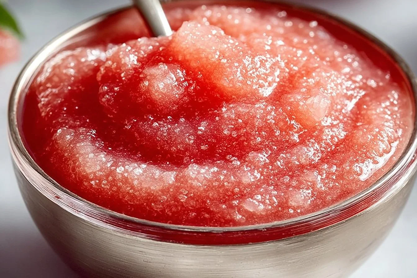 Delicious homemade rhubarb applesauce in a jar with fresh rhubarb stalks and apples.