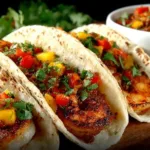 Delicious grilled shrimp tacos with vibrant mango salsa