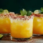 Delicious Pineapple Margarita served in a glass with a garnish