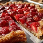 Delicious homemade Raspberry Rhubarb Crostata with fresh raspberries and rhubarb
