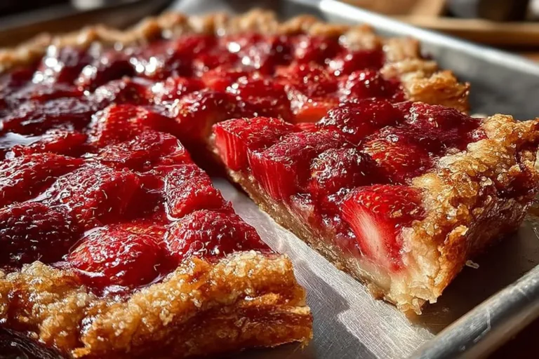 Delicious homemade Raspberry Rhubarb Crostata with fresh raspberries and rhubarb