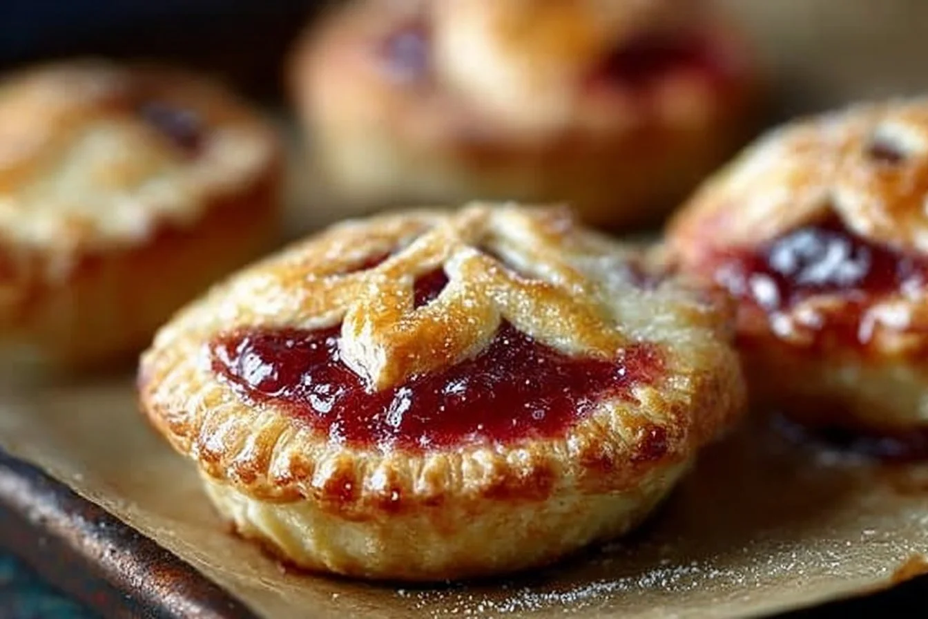 Rhubarb cream cheese hand pies displayed on a rustic plate