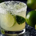 A refreshing simple margarita served in a salt-rimmed glass with lime garnish