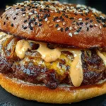 Delicious smash burgers with baconnaise sauce on a bun